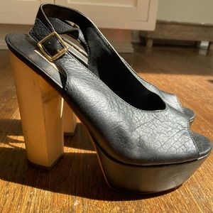 Steve Madden wooden clog platform sling back